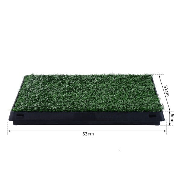 PAWHUT - Litière gazon synthétique chiens toilettes portables à pelouse tiroir à déjection 63L x 51l x 6H cm noir vert - large