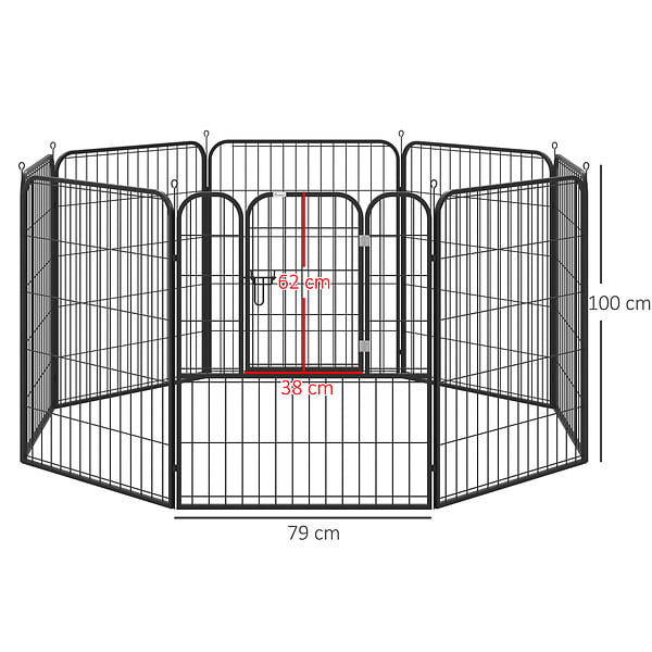 PAWHUT - Luxe parc enclos modulable pour chien 8 panneaux porte verrouillable acier époxy noir - large