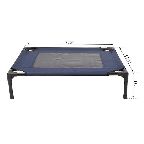 PAWHUT - Lit pour chien chat lit de camp grand confort sur pieds tissu oxford textilène micro-perforé 76L x 61l x 18H cm bleu marine noir - large