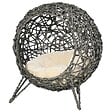 PAWHUT - PawHut Panier chat lit chat cosy grand confort dim. Ø 52 x 58H cm coussin moelleux beige inclus résine tressée imitation rotin gris - vignette