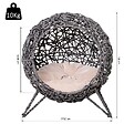 PAWHUT - PawHut Panier chat lit chat cosy grand confort dim. Ø 52 x 58H cm coussin moelleux beige inclus résine tressée imitation rotin gris - vignette