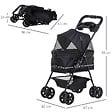 PAWHUT - Poussette buggy pliable chien chat panier rangement porte-gobelets tissu 300D Oxford imperméable 4 roues noir - vignette