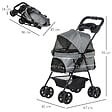 PAWHUT - Poussette buggy pliable chien chat panier rangement porte-gobelets tissu 300D Oxford imperméable 4 roues gris - vignette
