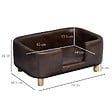 PAWHUT - Canapé chien lit pour chien chat avec rebord coussin moelleux pieds bois massif dim. 74 x 48,5 x 31 cm revêtement micro-fibre chocolat - vignette