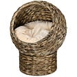 PAWHUT - PawHut Panier chat lit chat cosy grand confort dim. 42L x 33l x 52H cm coloris gris coussin moelleux beige inclus - vignette