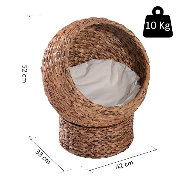 PAWHUT - PawHut Panier chat lit chat cosy grand confort dim. 42L x 33l x 52H cm coussin moelleux beige inclus - large