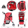 PAWHUT - Poussette buggy pour chien chat animaux roue avant pivotante 360 degrés rouge - vignette