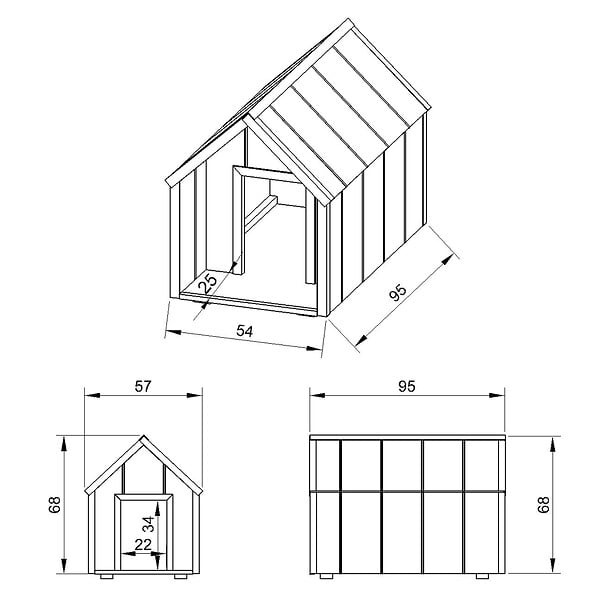 TIMBELA - LP SmartSide Niche pour chien - Niche en bois pour chiens de taille moyenne, usage extérieur,  57 x 95 x H68 cm, Taille M - TIMBELA M971-1 - large