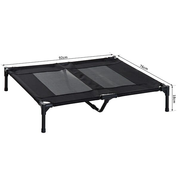 PAWHUT - Lit sur pieds pour chien chat lit de camp animal lit surélevé Oxford textilène micro-perforé dim. 92L x 76l x 18H cm noir - large