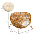 PAWHUT - Panier chat lit chat cosy grand confort dim. Ø 40 x 32H cm coussin moelleux inclus polyester beige rotin - vignette