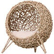 PAWHUT - PawHut Panier chat lit chat cosy grand confort dim. Ø 52 x 58H cm coussin moelleux inclus résine tressée imitation rotin beige - vignette