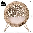 PAWHUT - PawHut Panier chat lit chat cosy grand confort dim. Ø 52 x 58H cm coussin moelleux inclus résine tressée imitation rotin beige - vignette