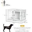 PAWHUT - Cage pour chien animaux table d'appoint 2 en 1 - 2 portes verrouillables - dim. 76L x 54,5l x 56H cm - MDF acier blanc - vignette