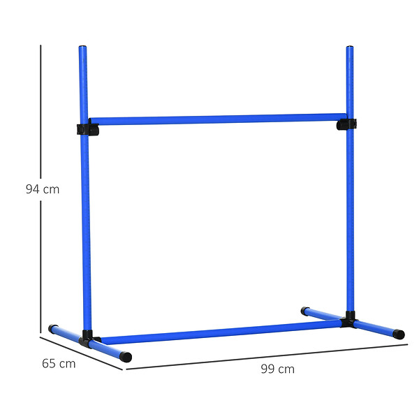 PAWHUT - Agility sport pour chiens set de 4 obstacles professionnels avec système de maintien au sol sac transport fourni bleu noir - large