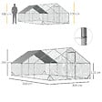 PAWHUT - Enclos poulailler chenil 18 m² - parc grillagé dim. 6L x 3l x 2H m - espace couvert - acier galvanisé - vignette