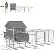 PAWHUT - Poulailler cottage cage à poules sur pied dim. 310L x 149l x 149H cm multi-équipement bois sapin gris - vignette