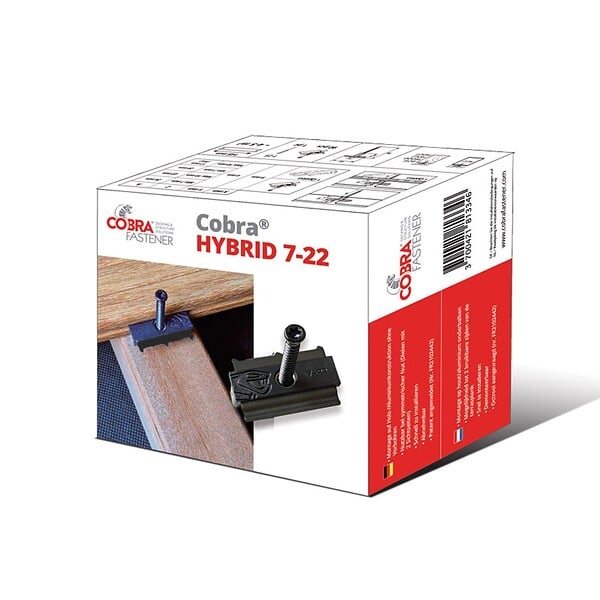DECKLINEA - Clip Terrasse Bois HYBRID 7-22 - 90 clips + Vis 4x35mm - Pour Lames en Bois Thermotraités et Bambou - Stable, Facile à Poser & Resistant - large