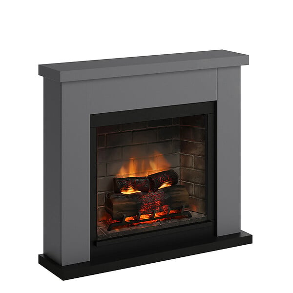 CENTRALE BRICO - Cheminée électrique connectée 1400W - FRODE Powerflame 2 - effets flammes 3D et crépitement - Gris - large