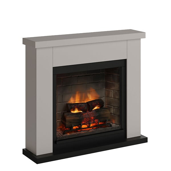CENTRALE BRICO - Cheminée électrique connectée 1400W - FRODE Powerflame 2 - effets flammes 3D, et crépitement - Beige - large