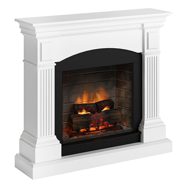 CENTRALE BRICO - Cheminée électrique connectée 1400W - MAGNA Powerflame 2 - effets flammes 3D et crépitement - Blanc - large