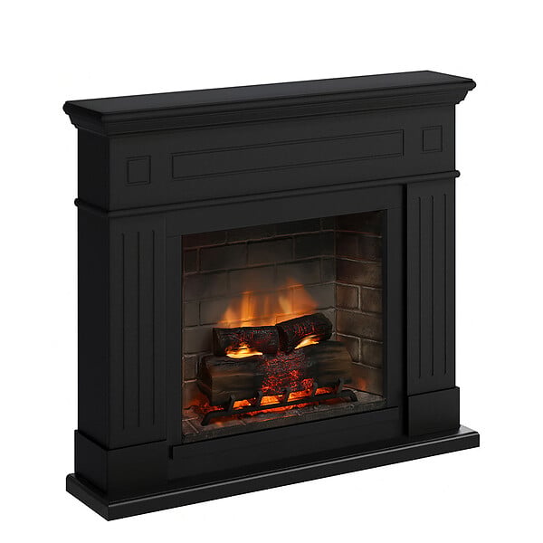 CENTRALE BRICO - Cheminée électrique connectée 1400W - LARSEN Powerflame 2 - effets flammes 3D et crépitement - Noir - large