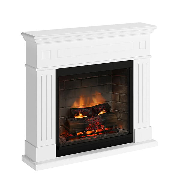 CENTRALE BRICO - Cheminée électrique connectée 1400W - LARSEN Powerflame 2 - effets flammes 3D et crépitement - Blanc - large