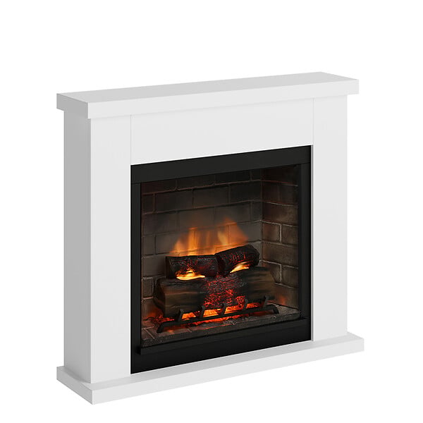CENTRALE BRICO - Cheminée électrique connectée 1400W - FRODE Powerflame 2 - effets flammes 3D et crépitement - Blanc - large