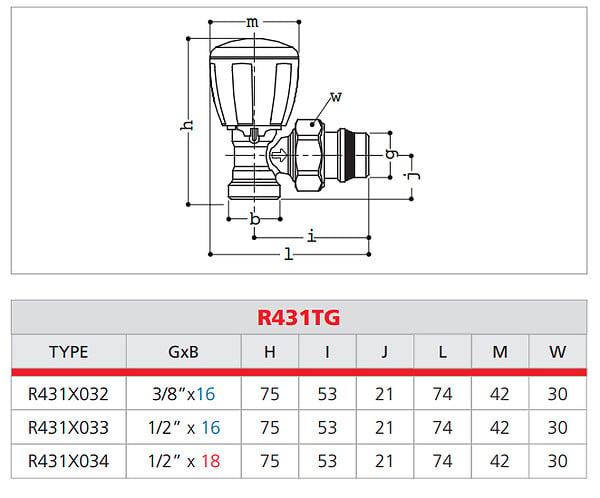 GIACOMINI - Robinet équerre - ALESAGE R431TG - Thermostatisable - Laiton - R431 TG 1/2 16" - large