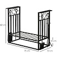 HOMCOM - Serviteur de cheminée - porte bûches - range bûches multi accessoires étagère 75L x 30l x 60H cm acier noir - vignette