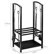 OUTSUNNY - Serviteur de cheminée - porte bûches - range bûches multi accessoires 2 étagères 40L x 30l x 75H cm métal noir - vignette