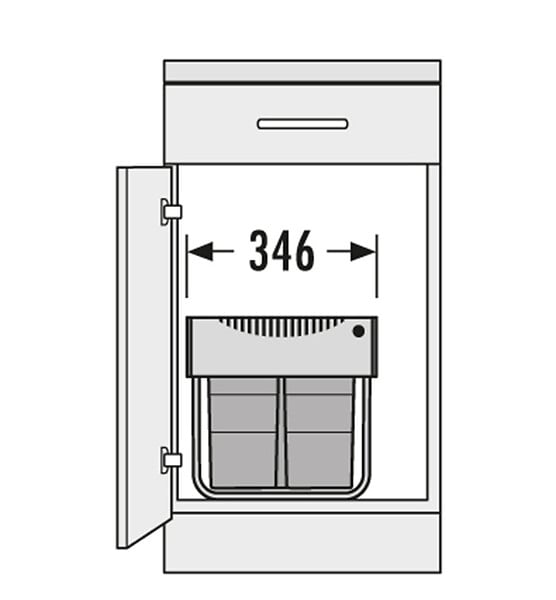 HAILO - Poubelle de cuisine tri sélectif 3 bacs encastrable 35L (18+8.5+8.5) Hailo AS Raumspar Tandem - large