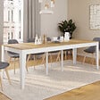 ID MARKET - Table console extensible MICHEL 10 personnes 235 cm bois façon hêtre et blanc - vignette