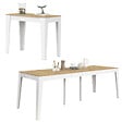 ID MARKET - Table console extensible MICHEL 10 personnes 235 cm bois façon hêtre et blanc - vignette