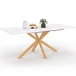 ID MARKET - Table à manger extensible rectangle ALIX 6-10 personnes pied araignée bois et plateau blanc GISELE 160-200 cm - vignette