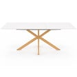ID MARKET - Table à manger extensible rectangle ALIX 6-10 personnes pied araignée bois et plateau blanc GISELE 160-200 cm - vignette