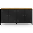 ID MARKET - Buffet 160cm ESTER 4 portes en métal noir plateau bois design industriel - vignette