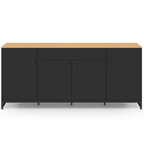 ID MARKET - Buffet 180 cm WASHINGTON XXL 4 portes et 1 tiroir bois et noir - large
