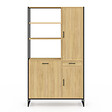 ID MARKET - Buffet de cuisine avec colonne de rangement 100 CM DETROIT 3 portes + tiroir design industriel - vignette