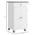 HOMCOM - Desserte de cuisine multi-rangements 1 tiroir placard 2 portes avec étagère porte-torchons MDF blanc acier inox. - vignette