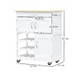 HOMCOM - HOMCOM Desserte de cuisine multi rangements 2 placards tiroir casier 9 bouteilles MDF blanc plateau bois caoutchouc - vignette