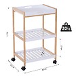 HOMCOM - Chariot de service desserte de cuisine à roulettes 2 étagères + plateau amovible bois de pin MDF blanc - vignette