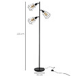 HOMCOM - Lampadaire design industriel 3 ampoules max. 40 W abat-jour cage métal noir - vignette