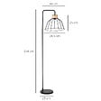 HOMCOM - Lampadaire design industriel grillagé et arqué 40 W max. métal noir rotin - vignette