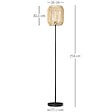 HOMCOM - Lampadaire aspect cannage style cosy 40 W max. H.158 cm piètement mât métal noir abat-jour corde papier tressé main - vignette