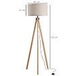 HOMCOM - Lampadaire trépied style scandinave 40 W max. dim. 45L x 45l x 152H cm bois de pin lin beige - vignette