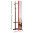 HOMCOM - Miroir sur pied avec roulettes - portant, 4 patères étagère MDF aspect noyer - vignette