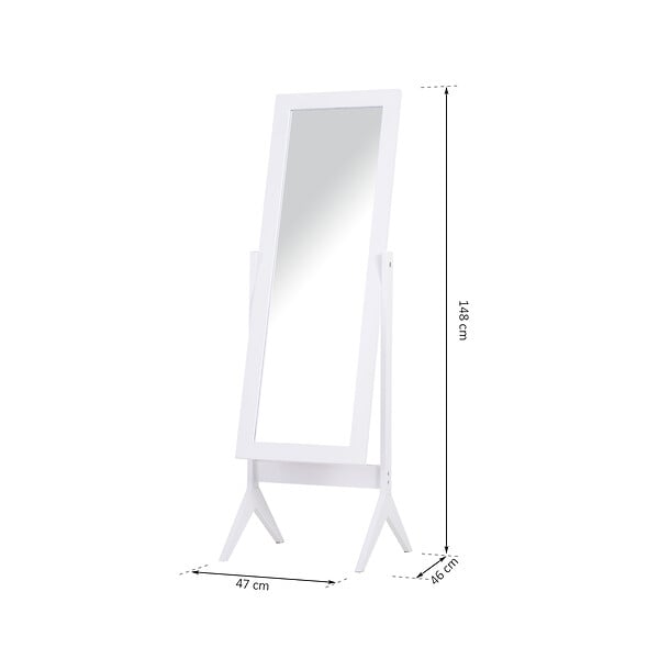 HOMCOM - Miroir à pied inclinaison réglable dim. 47L x 46l x 148H cm MDF blanc - large