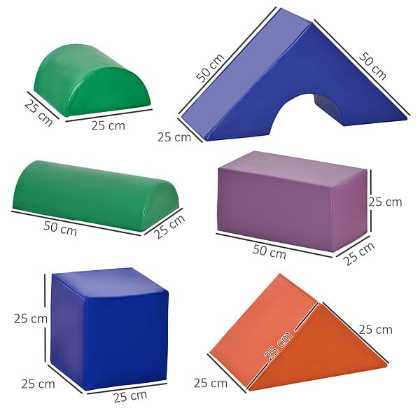 HOMCOM - 11 blocs de construction en mousse XXL - modules de motricité - jouets éducatifs - certifiés normes EN71-1-2-3 - mousse EPE revêtement PU multicolore - large