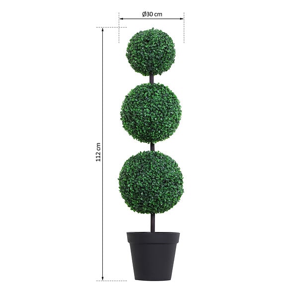 OUTSUNNY - Buis artificiel topiaire artificielle en forme de boules dim. à˜ 30 x 112H cm vert - large