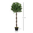 OUTSUNNY - Lauriers artificiels topiaires 1,20H m - lot de 2 lauriers boules artificiels - 741 feuilles réalistes par pied - tronc liane - pot inclus noir vert - vignette